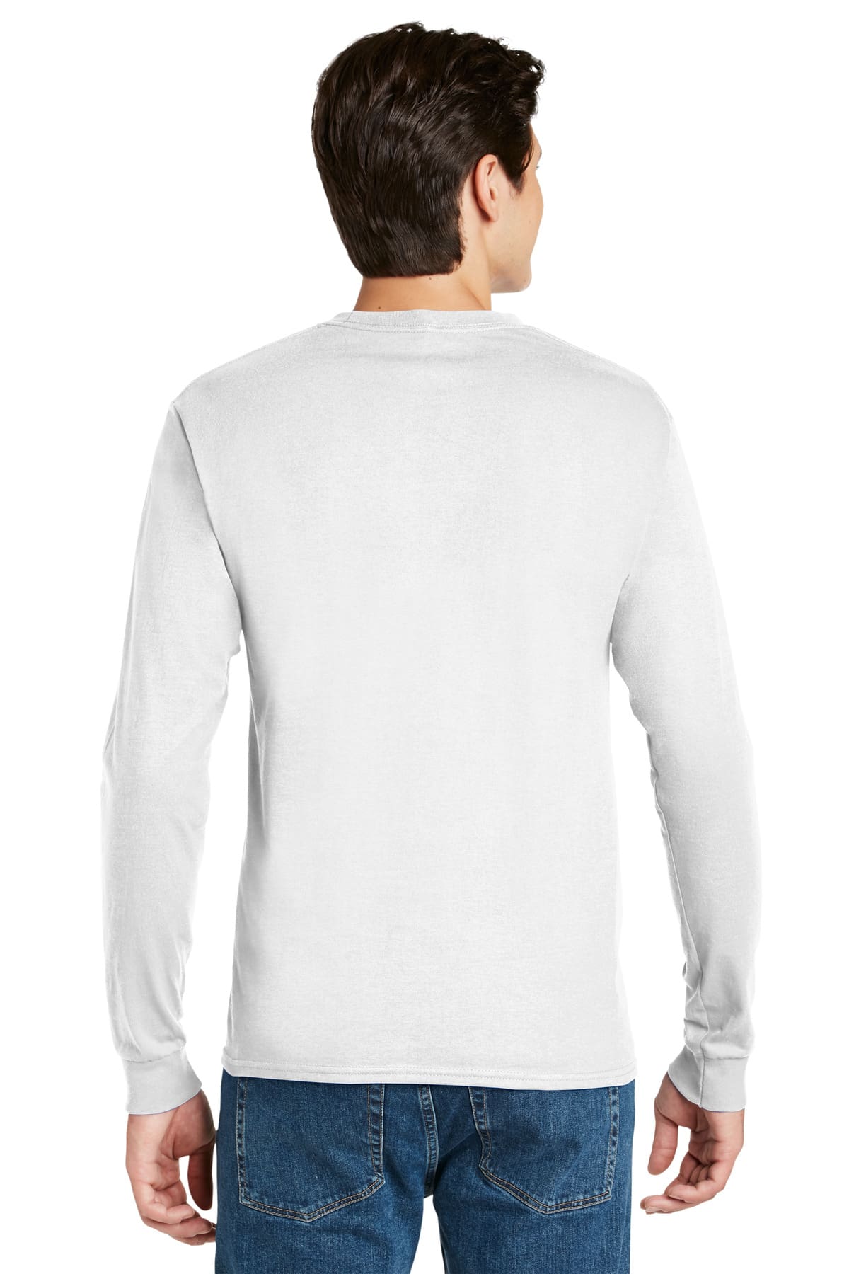 Hanes - Authentic 100% Cotton Long Sleeve T-Shirt.  5586 - Image 2