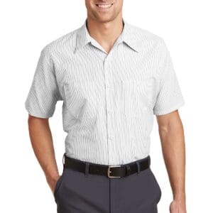 Red Kap Long Size  Short Sleeve Striped Industrial Work Shirt. CS20LONG