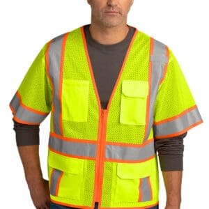 CornerStone  ANSI 107 Class 3 Surveyor Mesh Zippered Two-Tone Short Sleeve Vest. CSV106