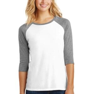 District Women's Perfect Tri 3/4-Sleeve Raglan. DM136L