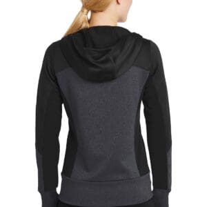 Alternative view of Sport-Tek Ladies Tech Fleece Colorblock Full-Zip Hooded Jacket. LST245