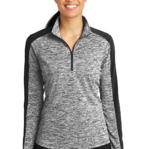 Sport-Tek Ladies PosiCharge Electric Heather Colorblock 1/4-Zip Pullover. LST397