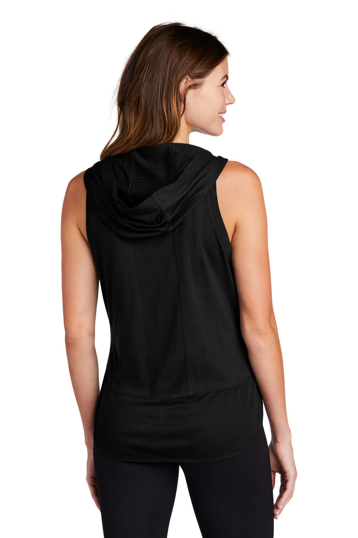 Sport-Tek Women's PosiCharge Tri-Blend Wicking Draft Hoodie Tank. LST410 - Image 2
