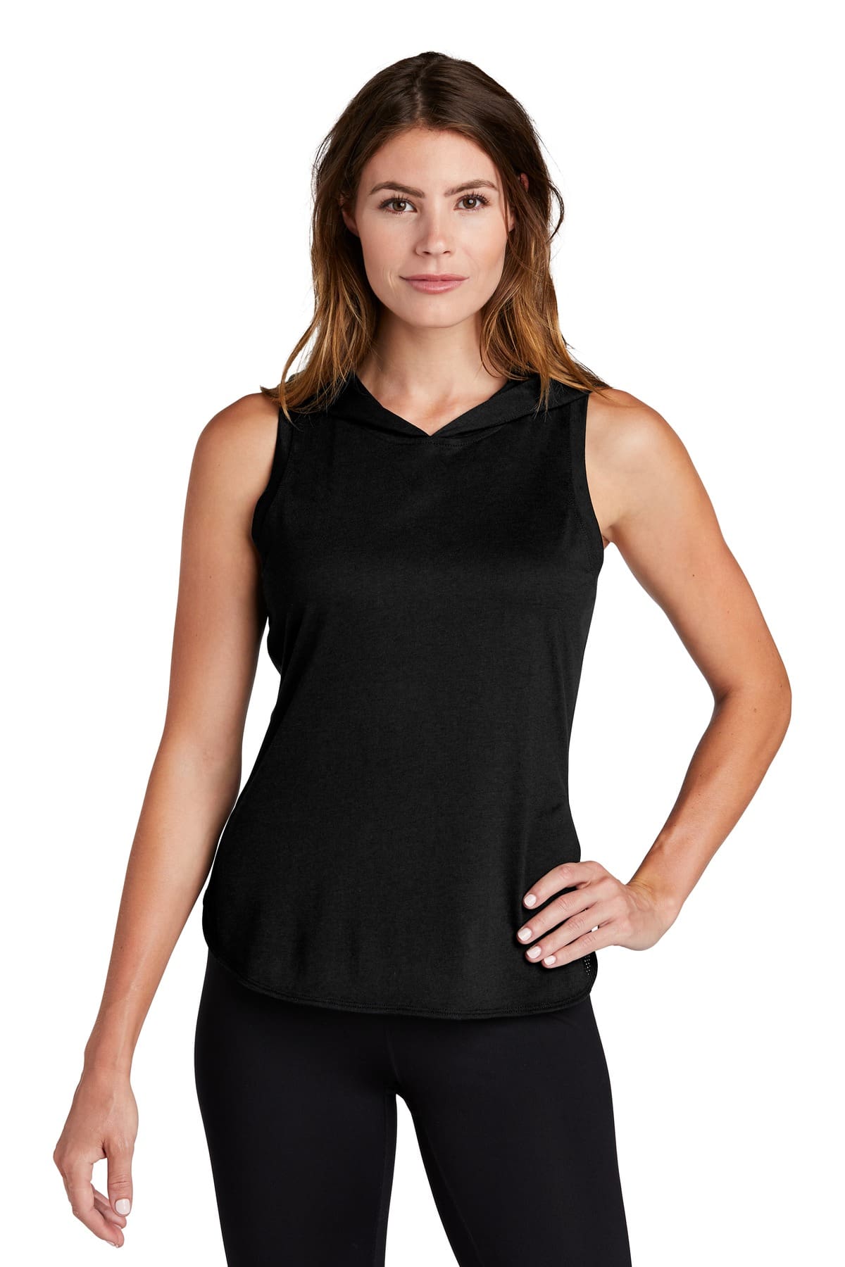 Sport-Tek Women's PosiCharge Tri-Blend Wicking Draft Hoodie Tank. LST410