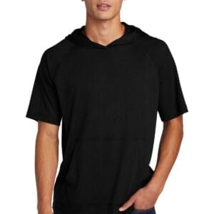 Sport-Tek  PosiCharge  Tri-Blend Wicking Short Sleeve Hoodie. ST404