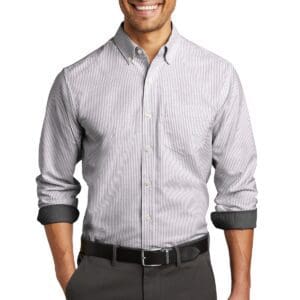 Port Authority  SuperPro  Oxford Stripe Shirt. W657