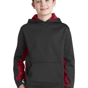 Sport-Tek Youth Sport-Wick CamoHex Fleece Colorblock Hooded Pullover.  YST239
