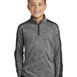 Sport-Tek Youth PosiCharge  Electric Heather Colorblock 1/4-Zip Pullover. YST397